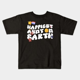 Funny Aunt Family Design - Happiest Aunt On Earth Kids T-Shirt